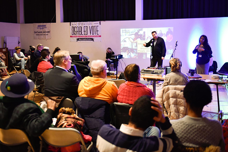 Cllr Stephen Cowan, Leader of Hammersmith & Fulham, speaking at the International Day of Disabled People on 3rd December 2017. Photographer: Justin Thomas